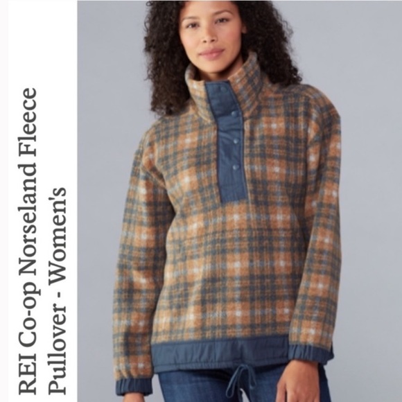 REI Jackets & Blazers - Rei Cooperative Women's Xs Norseland Fleece Pullover Plaid 1/2 Snap Pocket